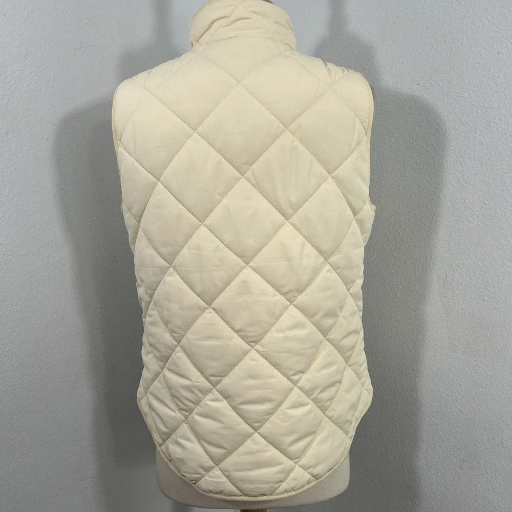 J Crew Mercantile Quilted Vest Womens M Beige Preppy Lightweight  Retrocore‎